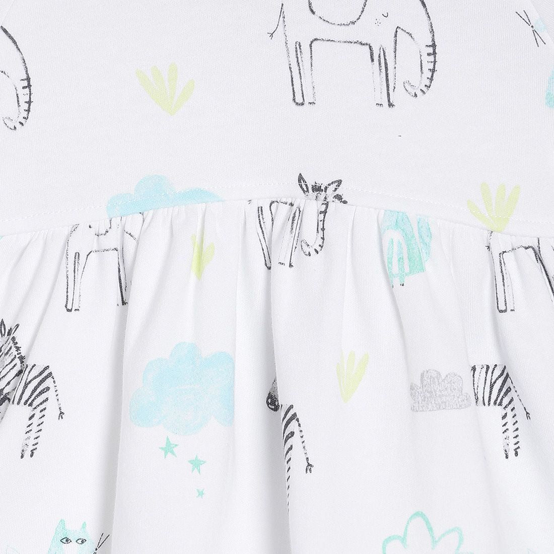 Baby Girls White Animal Printed Cotton Dress Regular Fit Casual Baby Dress