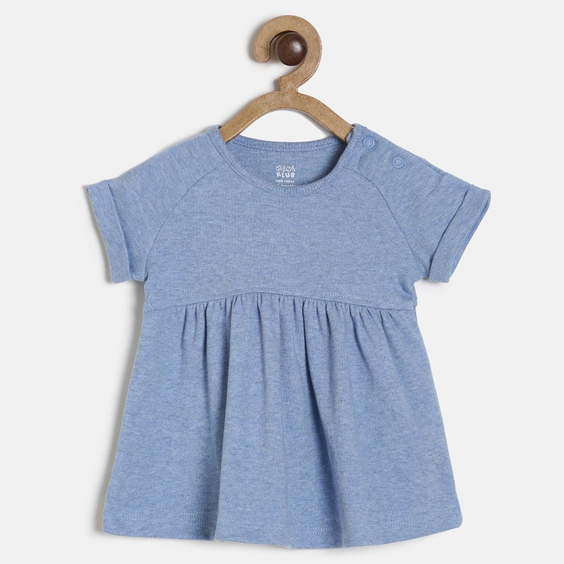 Baby Girls Blue Solid Cotton Dress Regular Fit Casual Baby Dress