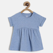 Baby Girls Blue Solid Cotton Dress Regular Fit Casual Baby Dress