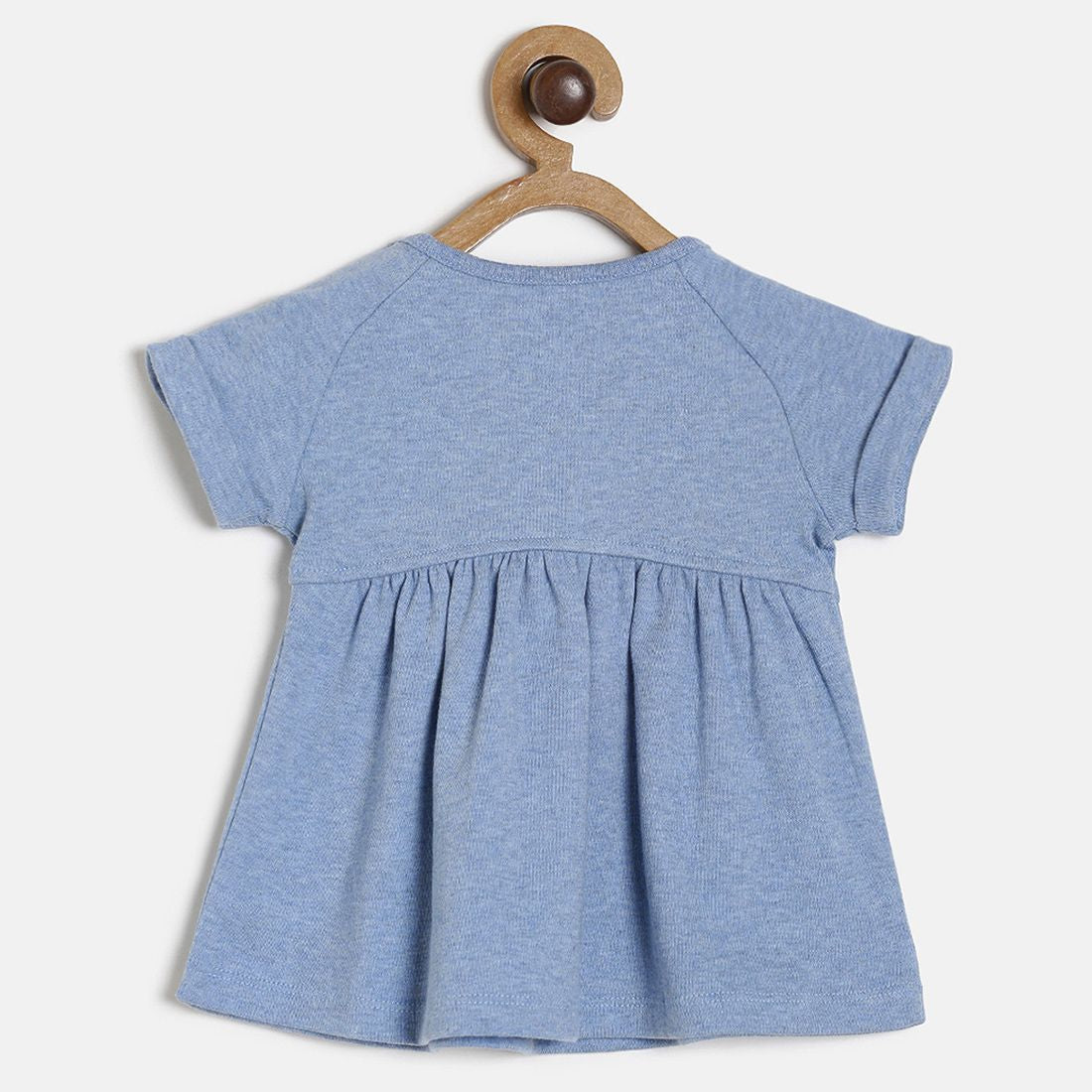 Baby Girls Blue Solid Cotton Dress Regular Fit Casual Baby Dress