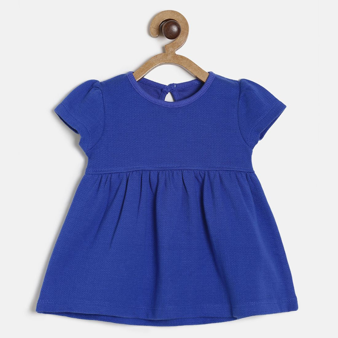 Baby Girls Blue Solid Cotton Dress Regular Fit Casual Baby Dress