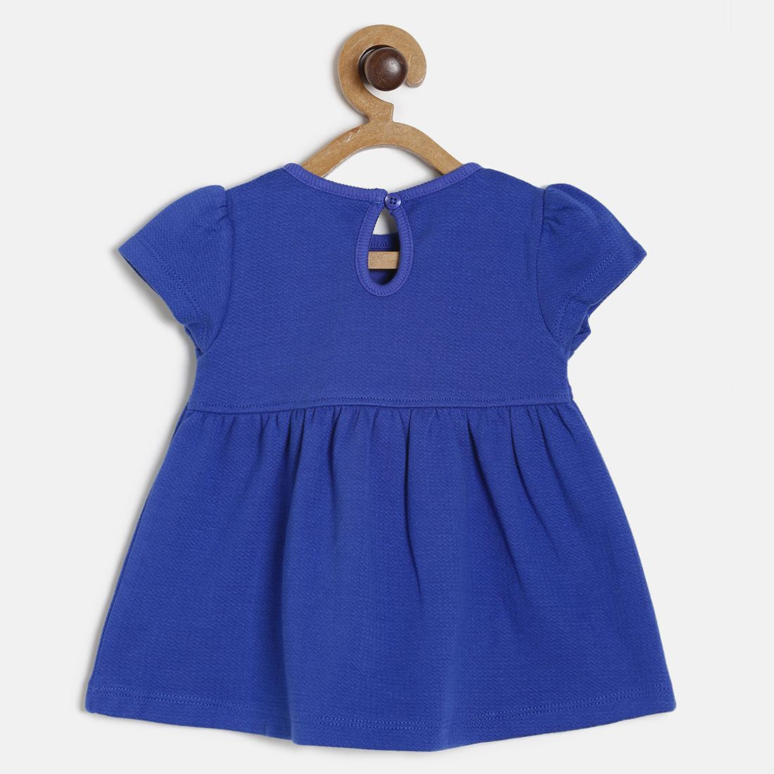 Baby Girls Blue Solid Cotton Dress Regular Fit Casual Baby Dress