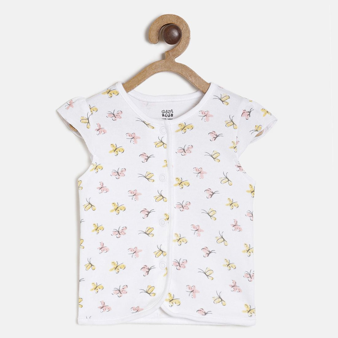 Baby Girls White Yellow & Blue Cotton Front Open Vest Pack of 3 Regular Fit Casual Baby Vests