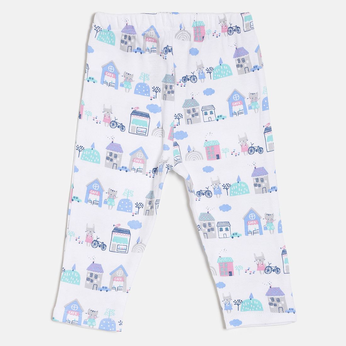 Baby Girls Pink White & Blue Printed Cotton Leggings Pack of 3 Regular Fit Casual Baby Leggings