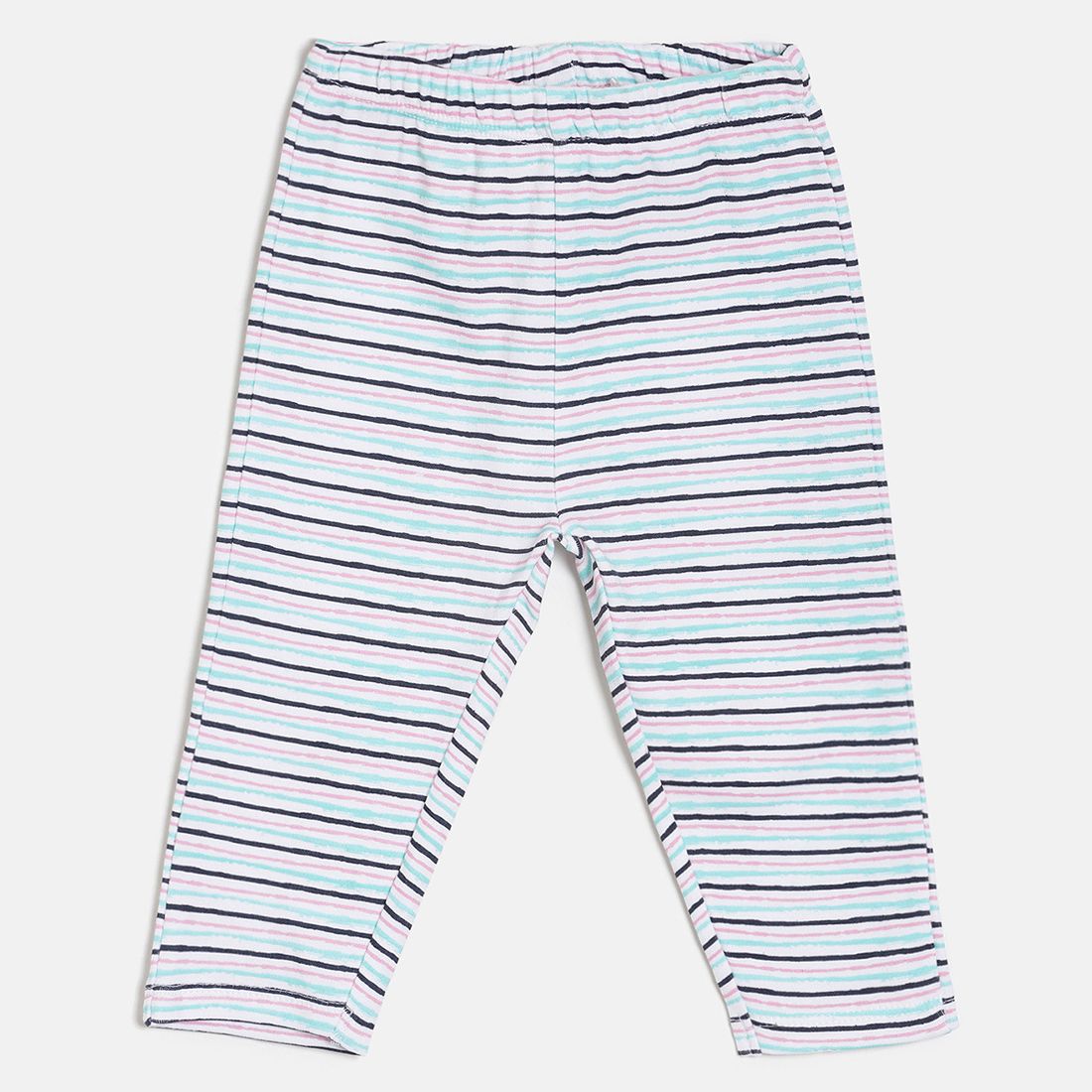 Baby Girls Pink White & Blue Printed Cotton Leggings Pack of 3 Regular Fit Casual Baby Leggings