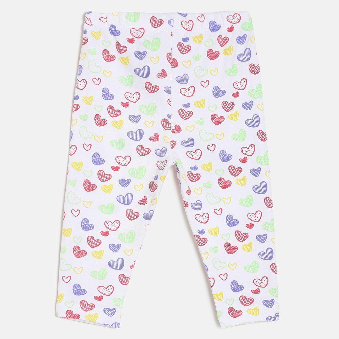 Baby Girls Pink Green & White Printed Cotton Leggings Pack of 3 Regular Fit Casual Baby Leggings