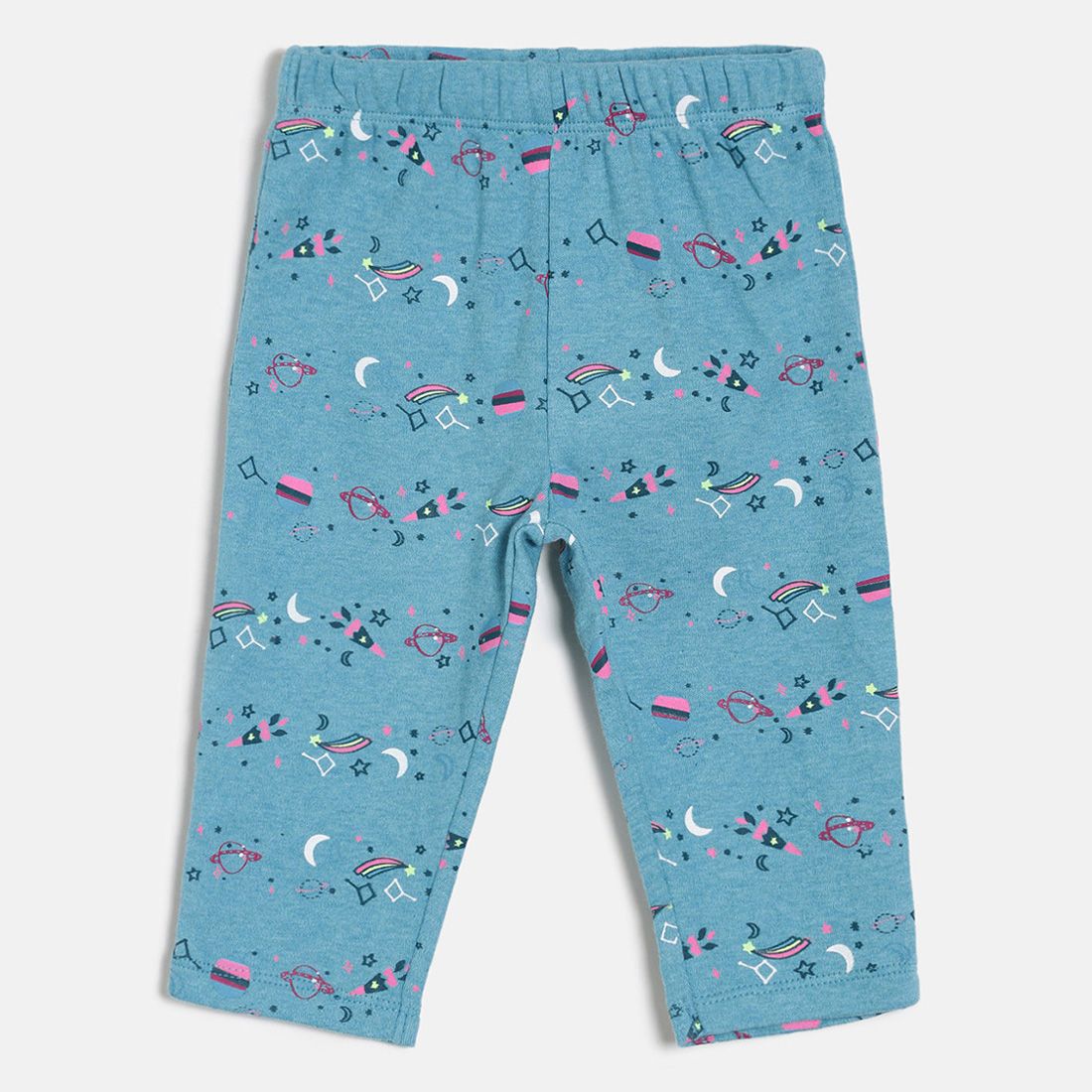 Baby Girls Blue Printed Cotton Knit Bottom Regular Fit Casual Baby Bottom