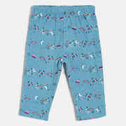 Baby Girls Blue Printed Cotton Knit Bottom Regular Fit Casual Baby Bottom