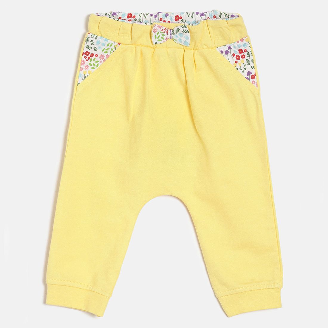 Baby Girls Yellow Solid Cotton Knit Bottom Regular Fit Casual Baby Bottom