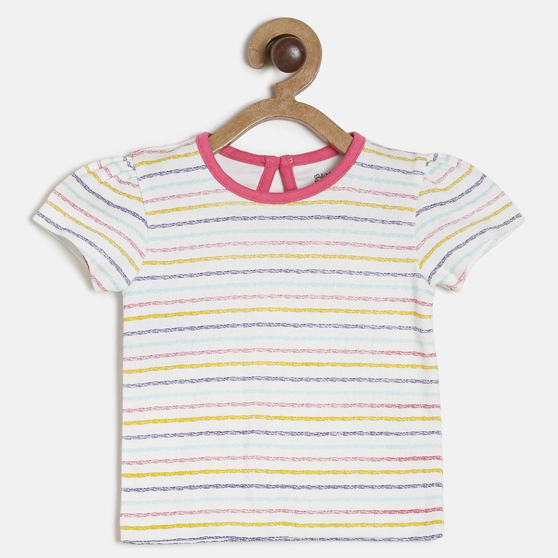 Baby Girls White Striped Cotton T-Shirt Regular Fit Casual Baby T-Shirt