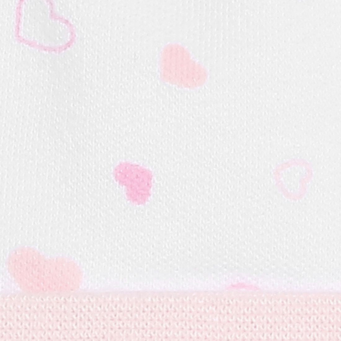 Baby Girls White & Pink Heart Print Cotton Cap Regular Fit Baby Cap