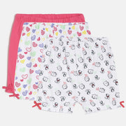 Baby Girls Pink & White Printed Cotton Shorts Pack of 3 Regular Fit Casual Baby Shorts