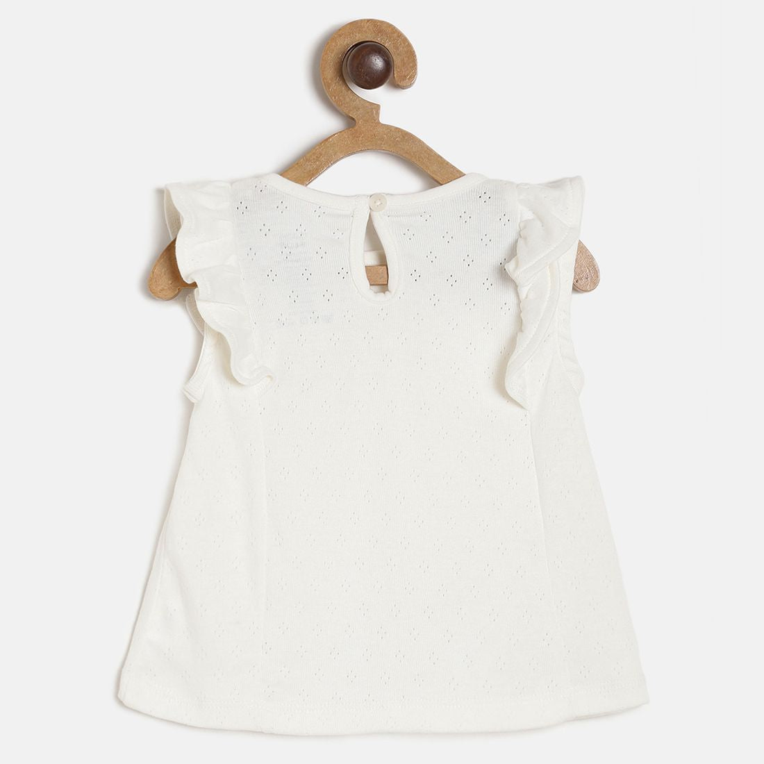 Baby Girls White Bee Printed Cotton Flutter Sleeves Regular Fit Casual Top