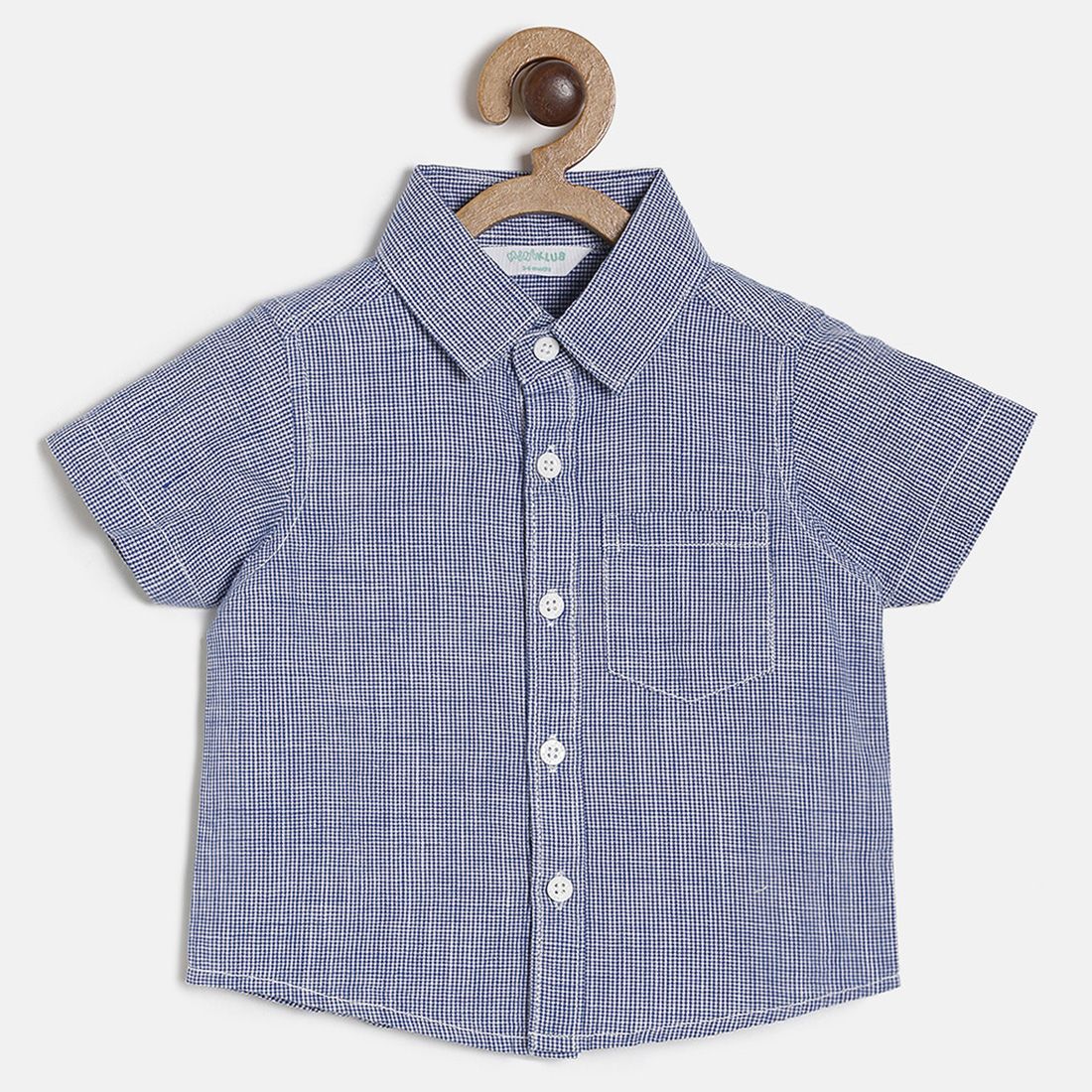 Baby Boys Blue Checked Cotton Shirt Regular Fit Casual Kids Shirt