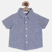 Baby Boys Blue Checked Cotton Shirt Regular Fit Casual Kids Shirt