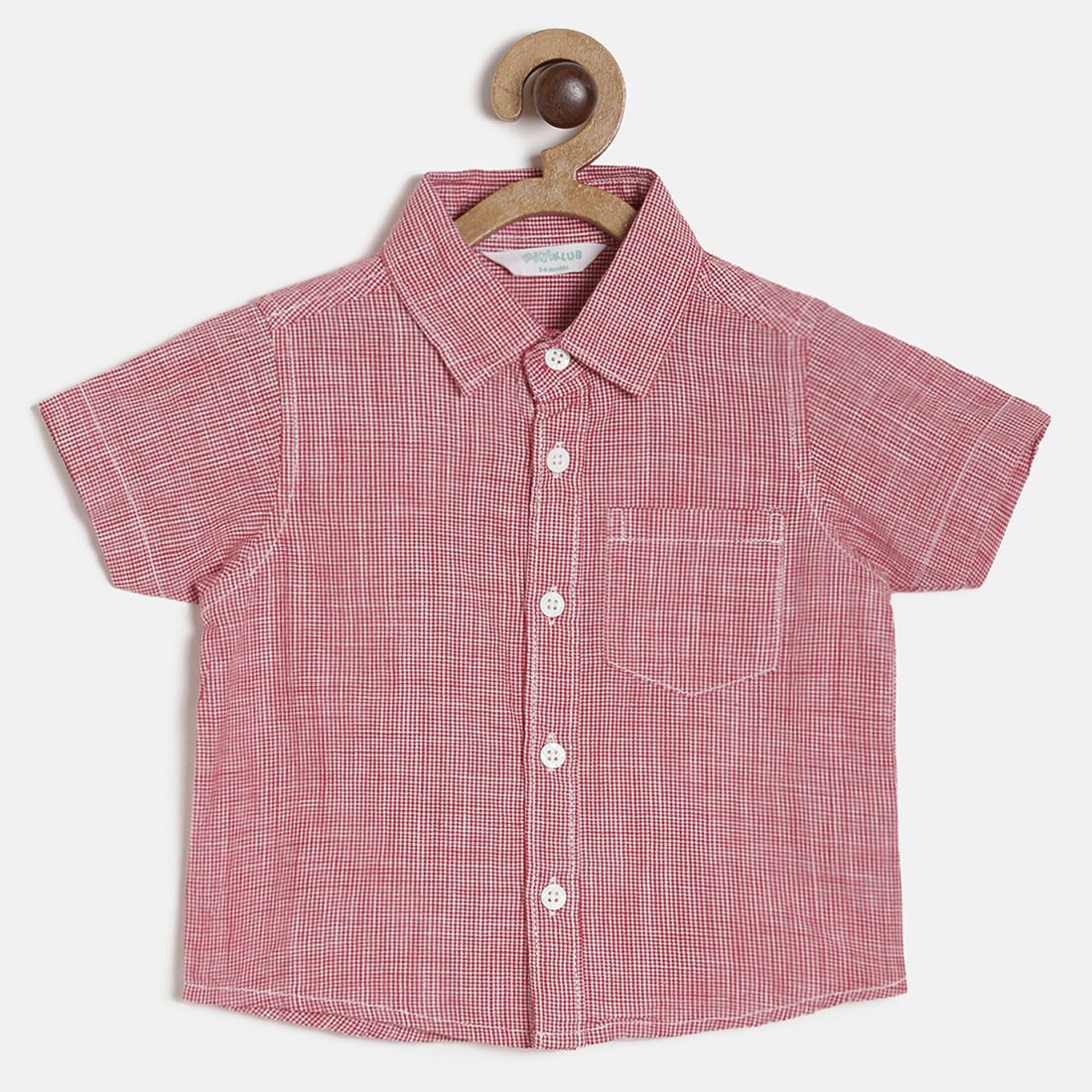 Baby Boys Red Checked Cotton Shirt Regular Fit Casual Kids Shirt