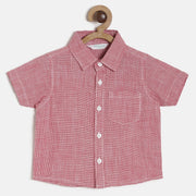 Baby Boys Red Checked Cotton Shirt Regular Fit Casual Kids Shirt