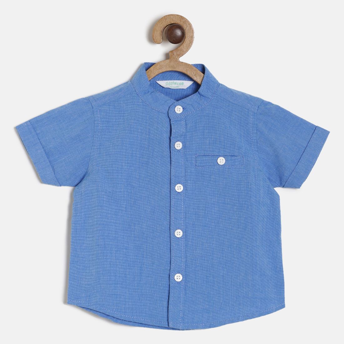 Baby Boys Blue Solid Cotton Shirt Regular Fit Casual Kids Shirt