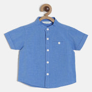 Baby Boys Blue Solid Cotton Shirt Regular Fit Casual Kids Shirt