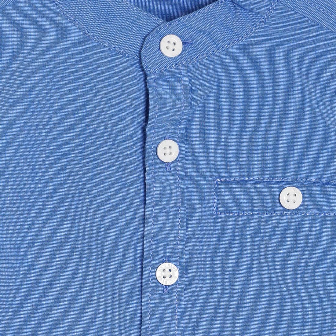 Baby Boys Blue Solid Cotton Shirt Regular Fit Casual Kids Shirt