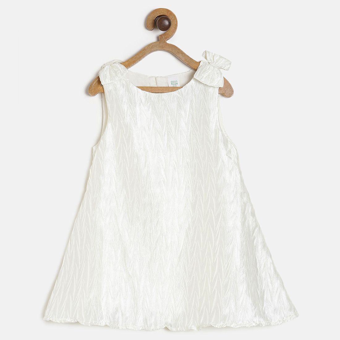 Baby Girls White Textured Sleeveless Fit and Flare Party Dress