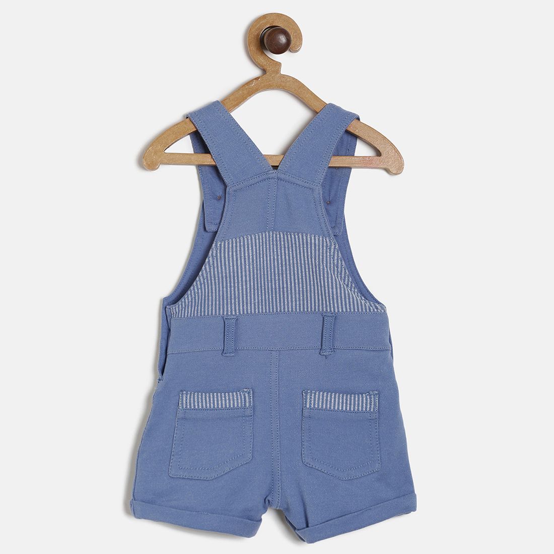 Baby Girls Blue Kitty Applique Dungaree Shorts with Pink Ruffle Sleeve Top Set Casual Outfit