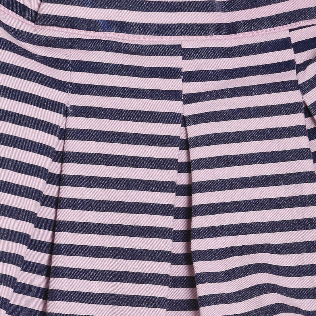 Baby Girls Pink and Navy Striped Pleated Casual Skirt