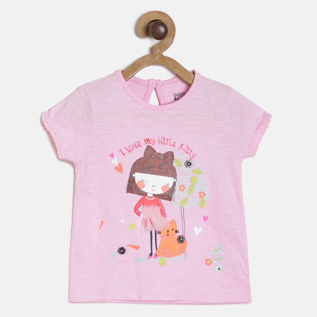 Baby Girls Pink Graphic Printed Casual T-Shirt