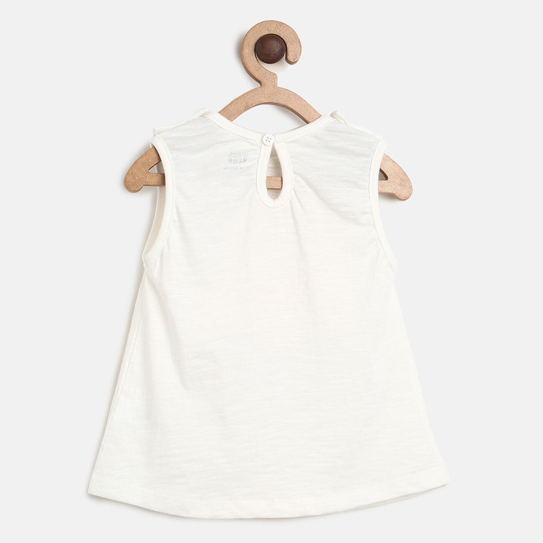 Baby Girls White Typography Printed Sleeveless Casual Top