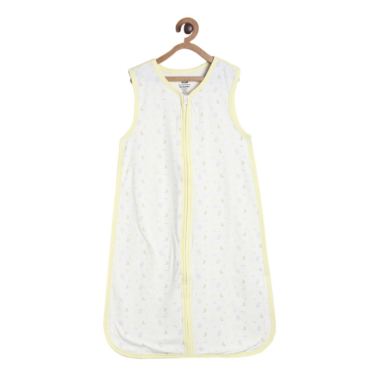 Unisex White Moon & Cloud Print Sleeping Bag with Front Zip Closure
