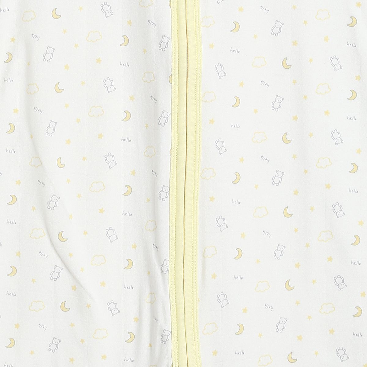 Unisex White Moon & Cloud Print Sleeping Bag with Front Zip Closure