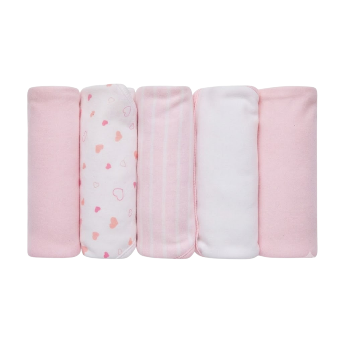 Baby White and Pink Cotton Tie-Up Nappy Heart Print Newborn Essential