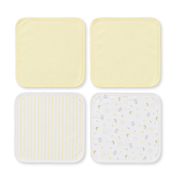 Baby Ivory and Yellow Cotton Washcloths Pack of 4 Soft Bath Essentials