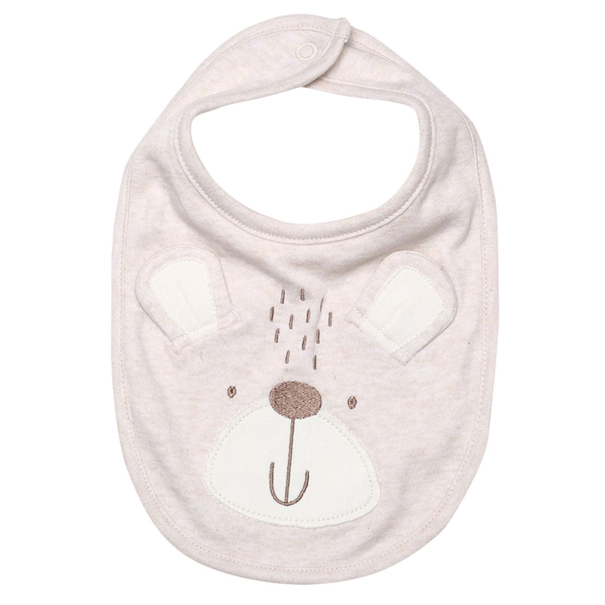 Unisex Beige Bear Face Feeding & Drool Bib