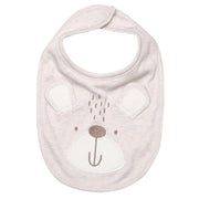 Unisex Beige Bear Face Feeding & Drool Bib