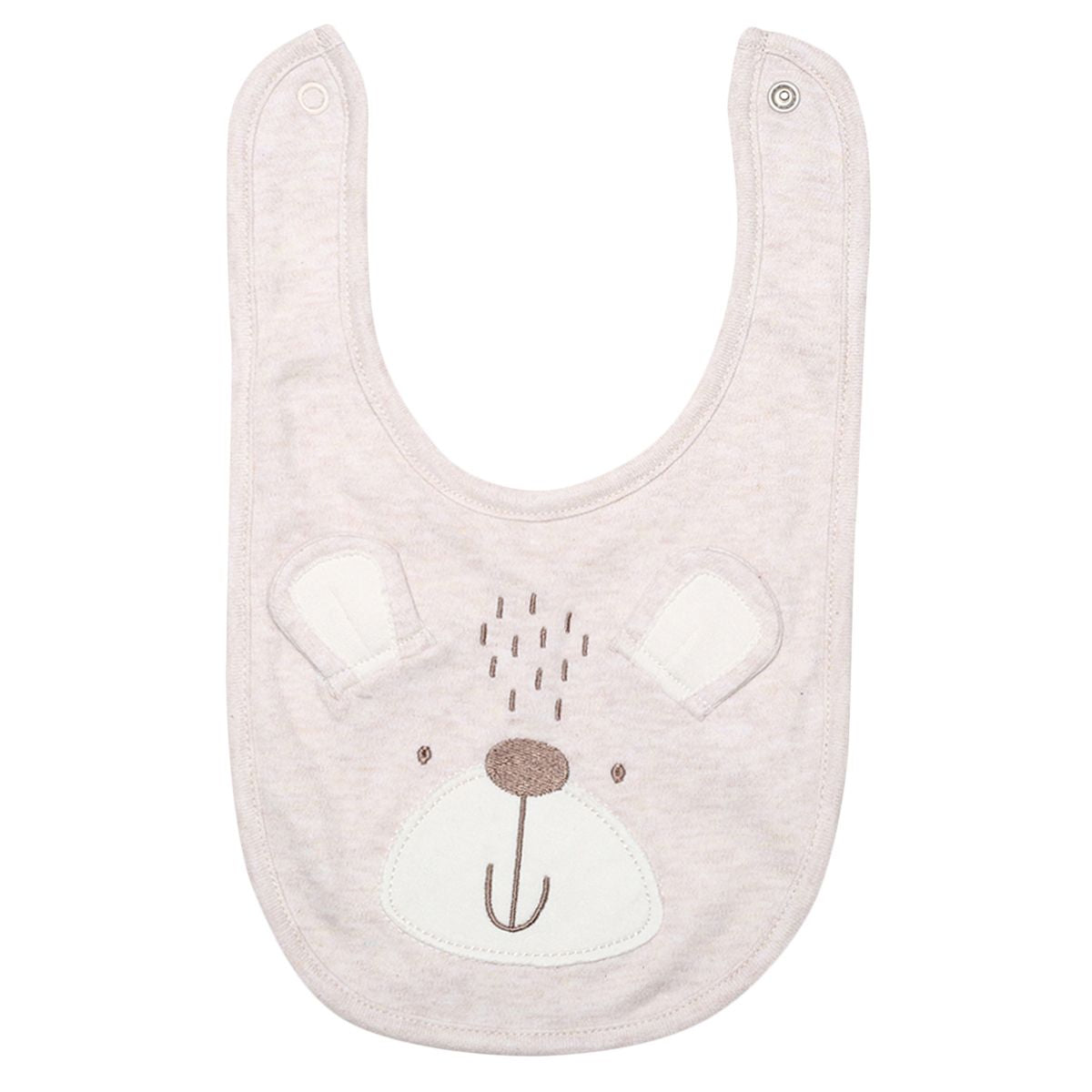 Unisex Beige Bear Face Feeding & Drool Bib