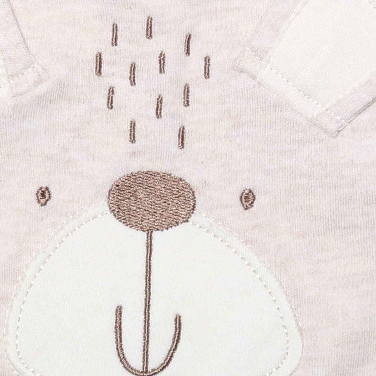 Unisex Beige Bear Face Feeding & Drool Bib