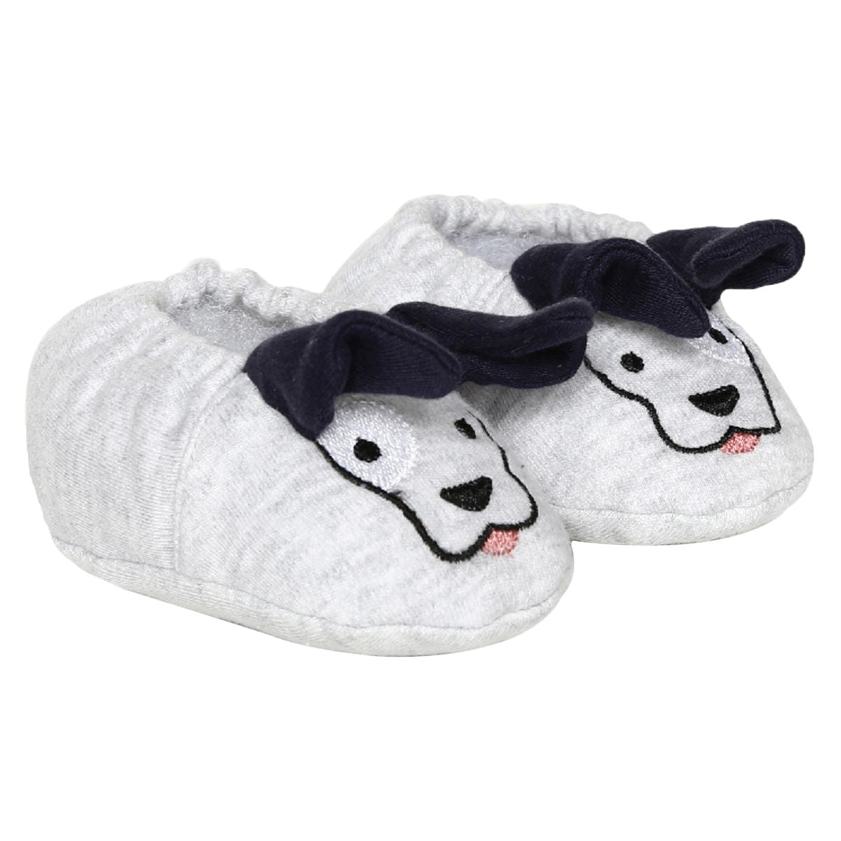 Boys Grey Puppy Face Soft Plush Booties