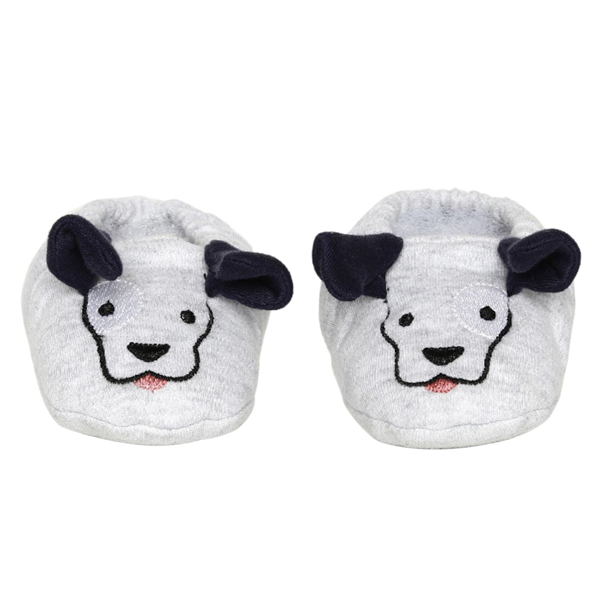 Boys Grey Puppy Face Soft Plush Booties