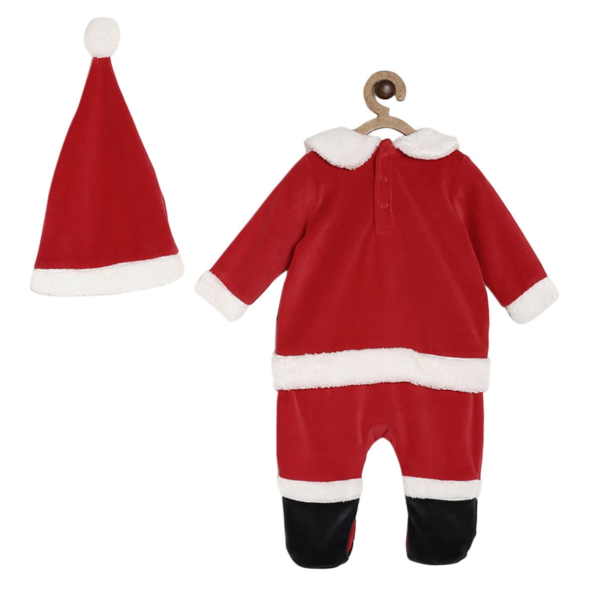 Pack of 2 sleep suit and cap - red for 0-3 Months