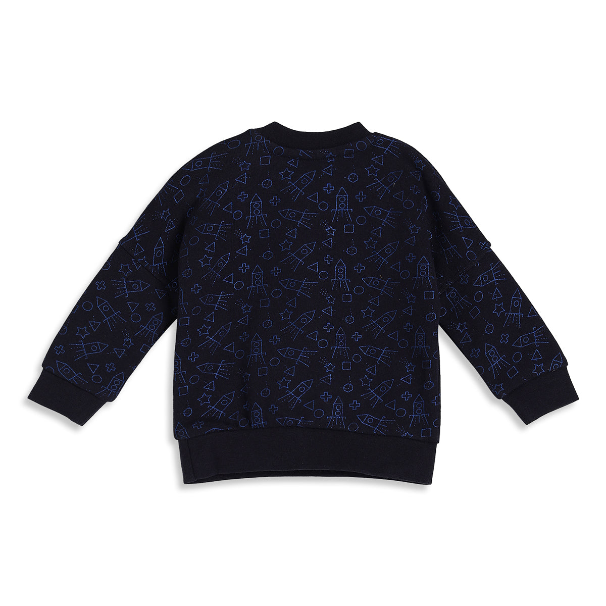 Baby Boys Navy Blue Rocket Print Sweatshirt Regular Fit Casual Winter Wear