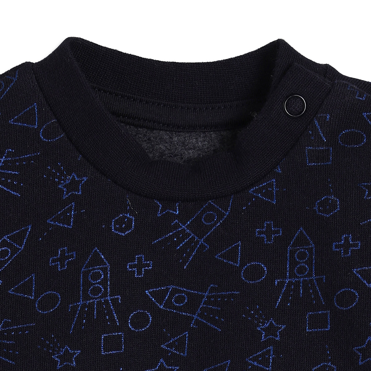 Baby Boys Navy Blue Rocket Print Sweatshirt Regular Fit Casual Winter Wear