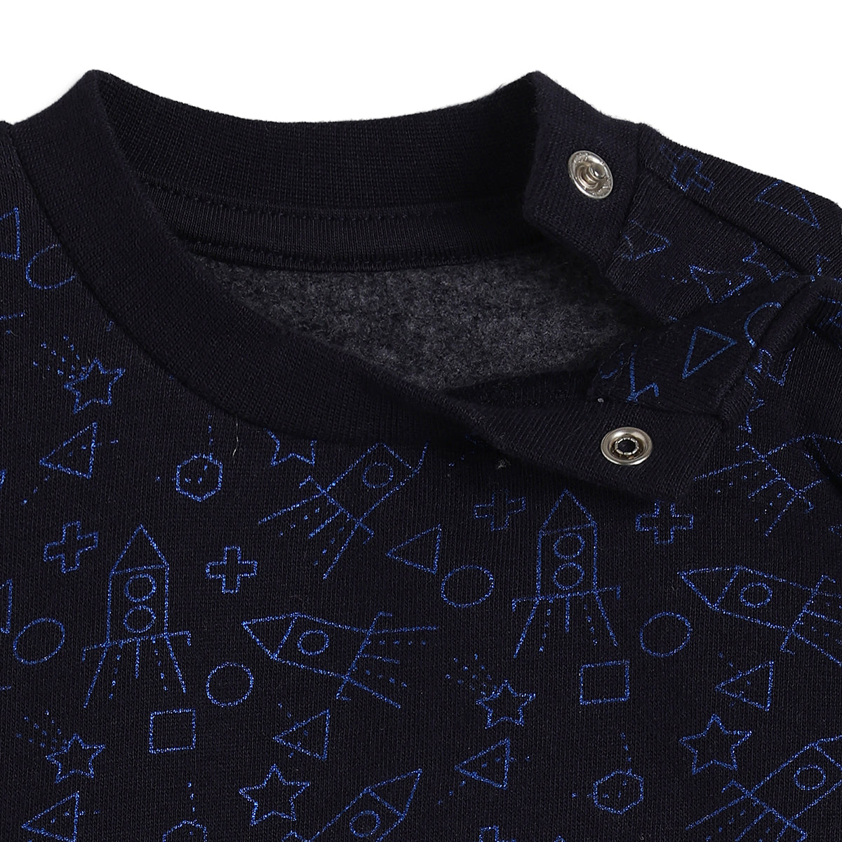 Baby Boys Navy Blue Rocket Print Sweatshirt Regular Fit Casual Winter Wear