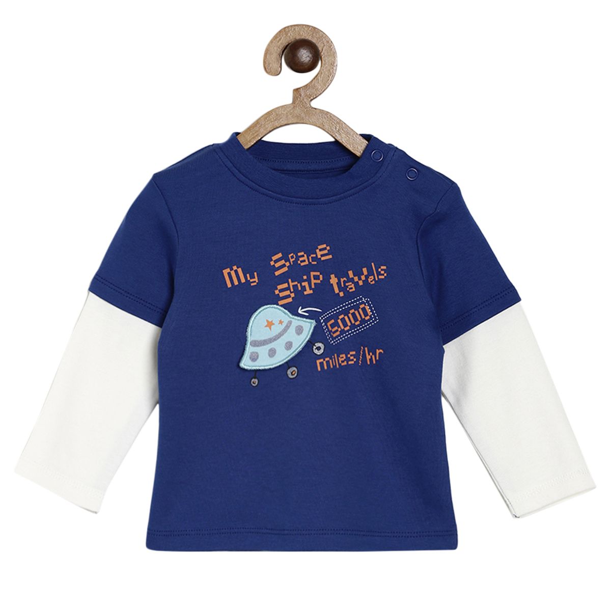 Pack of 1 knit t-shirt - midnightblue & white for 0-3 Months