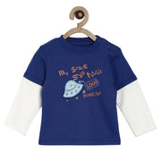 Pack of 1 knit t-shirt - midnightblue & white for 0-3 Months