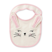 Baby Girls Ivory and Pink Cotton Bib Bunny Design Feeding Essential