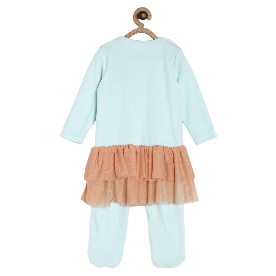 Pack of 1 sleep suit - turquoise blue & light brown for 0-3 Months