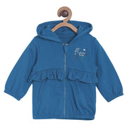 Baby Girls Solid Hooded Jacket, Blue
