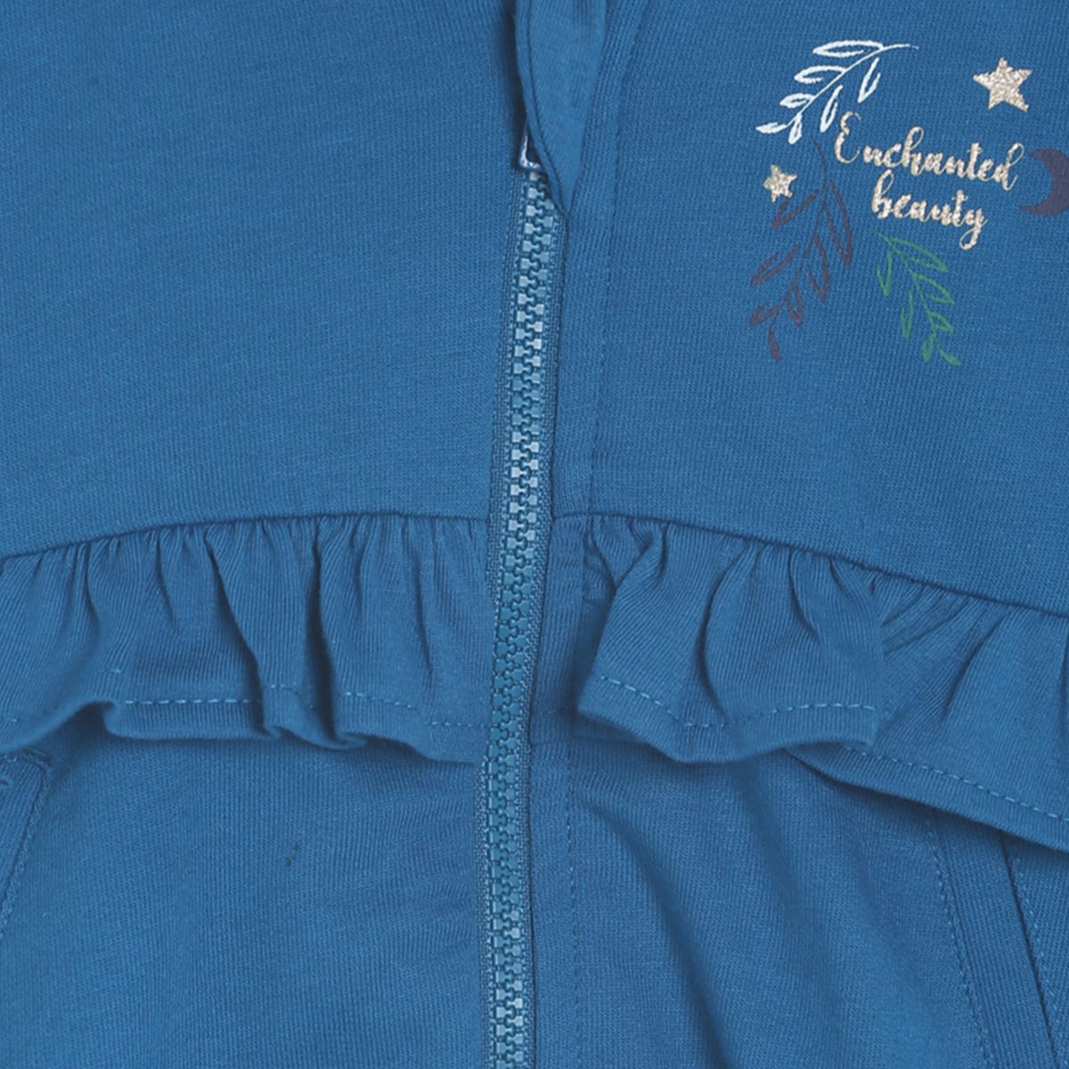 Baby Girls Solid Hooded Jacket, Blue