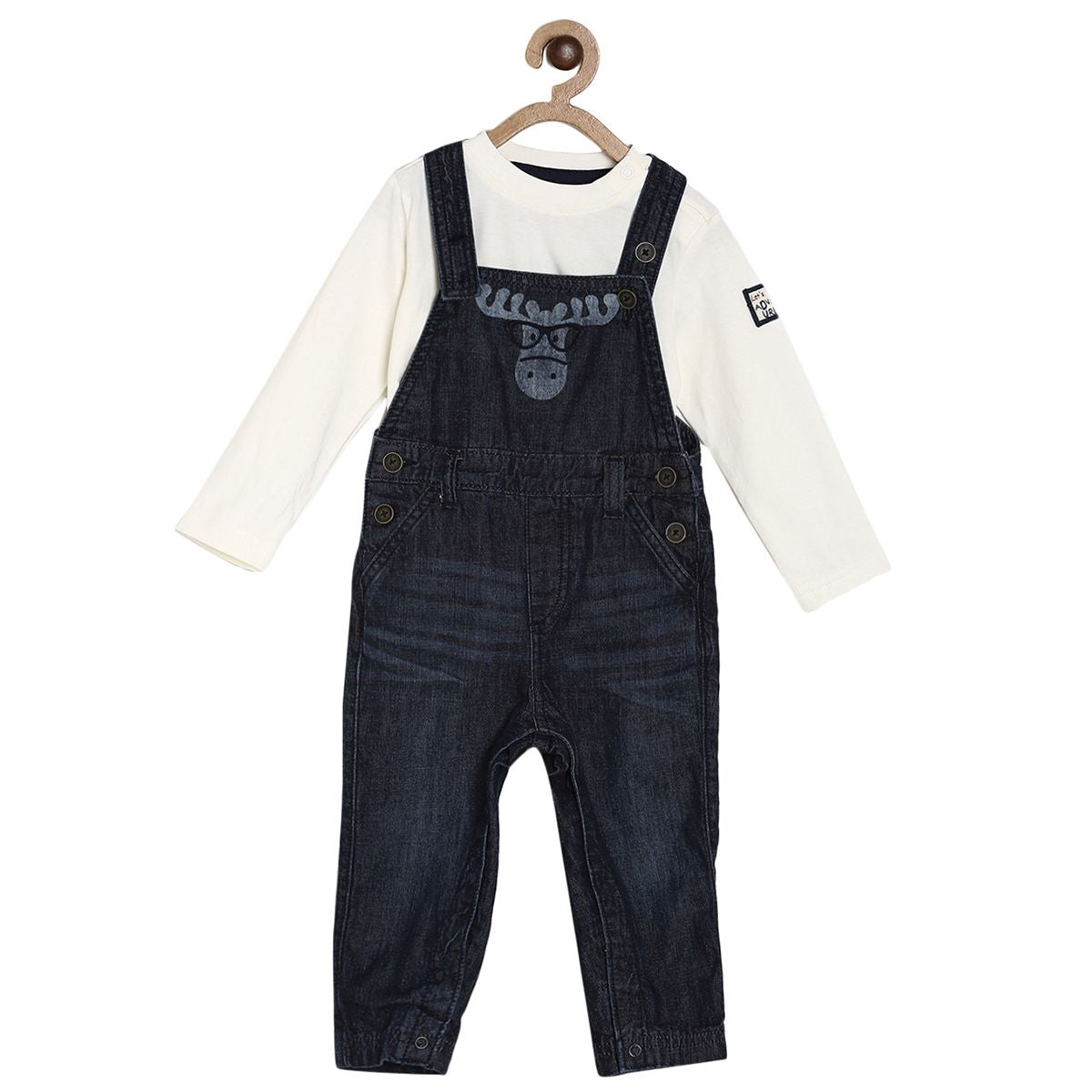 Mid Wash Dungaree Set